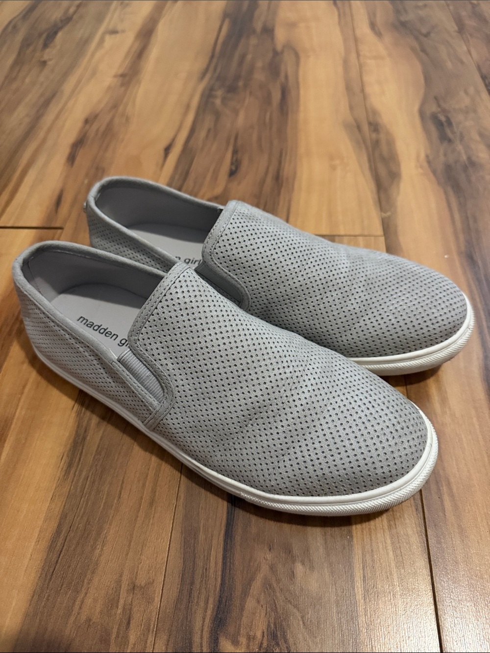 Madden Girl Light Gray Perforated Slip-On Sneakers